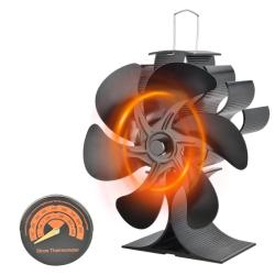 Ventilateur Poele &agrave; Bois 6 Pales  &Eacute;quip&eacute; d'un thermom&egrave;tre