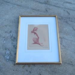 Jean VYBOUD (1872-1944), "Femme nue &agrave; genoux de dos", Eau-forte sign&eacute;e - FRANCE (Vers 1920-30)