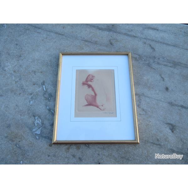 Jean VYBOUD (1872-1944), "Femme nue � genoux de dos", Eau-forte sign�e - FRANCE (Vers 1920-30)