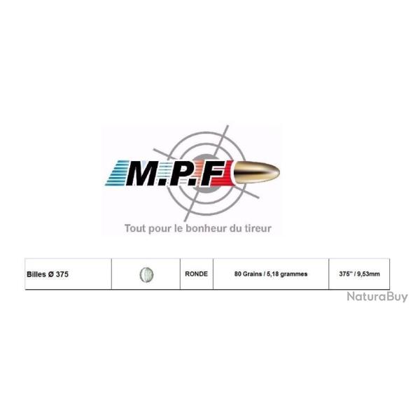 250 Ogives MPF Cal 36 Balles Rondes 75 Gr � 375" Ballesmpfpro projectiles plomb pur