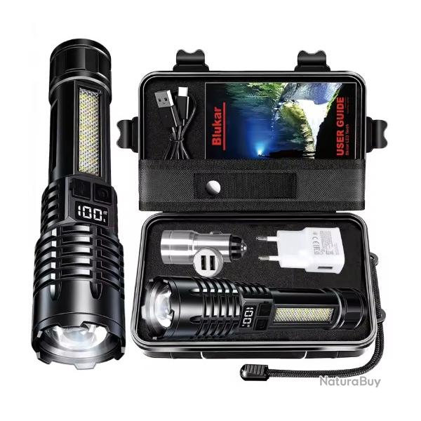 Lampes de poche LED haute puissance avec �cran d'affichage Zoom torche tactique lampe Rechargeable