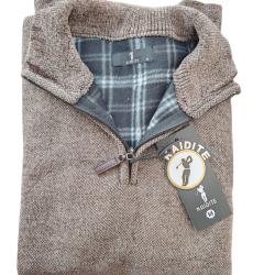 Pull homme camionneur doubl&eacute; polaire taupe confort et chaleur garantie