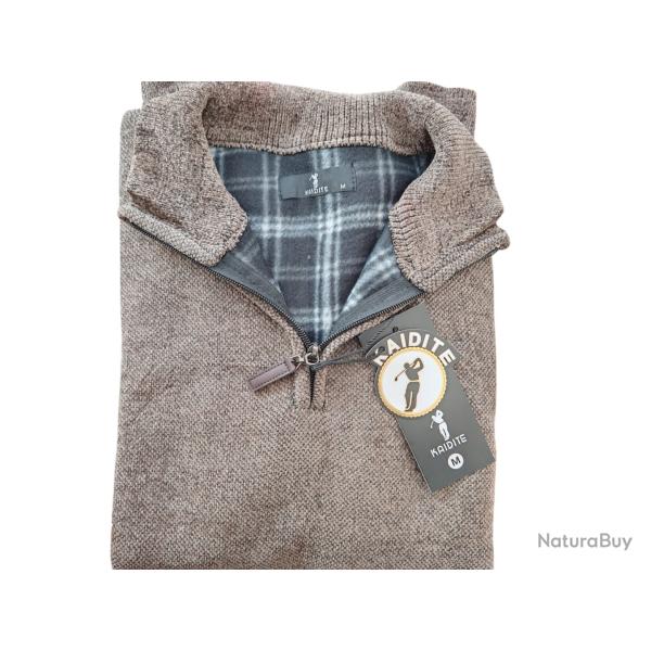 Pull homme camionneur doubl� polaire taupe confort et chaleur garantie