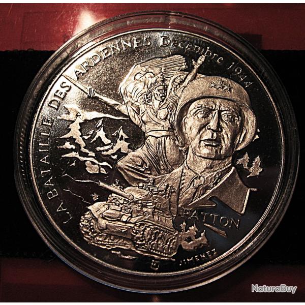 Medaille "bataille des ardennes Patton" diametre 40 mm sup sous capsule