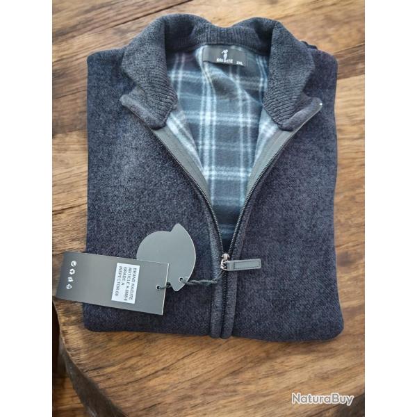 Gilet homme camionneur doubl� polaire bleu confort et chaleur garantie