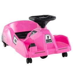 Kart de nettoyage &eacute;lectrique 79 x 46 x 37 cm avec t&eacute;l&eacute;commande 3 vitesses design moderne en PP rose
