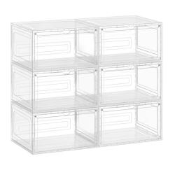 Bo&icirc;tes &agrave; chaussures lot de 6 rangement pour chaussures en plastique avec porte empilable 33 x 285 x