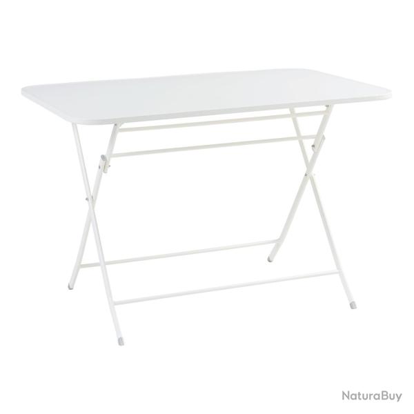 Table de jardin pliante 110 x 70 x 71 cm acier laqu� blanc 03_0011033