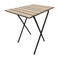 Table pliante de jardin m&eacute;tal bois de pin 60 x 40 x 57 cm noir naturel 03_0011088
