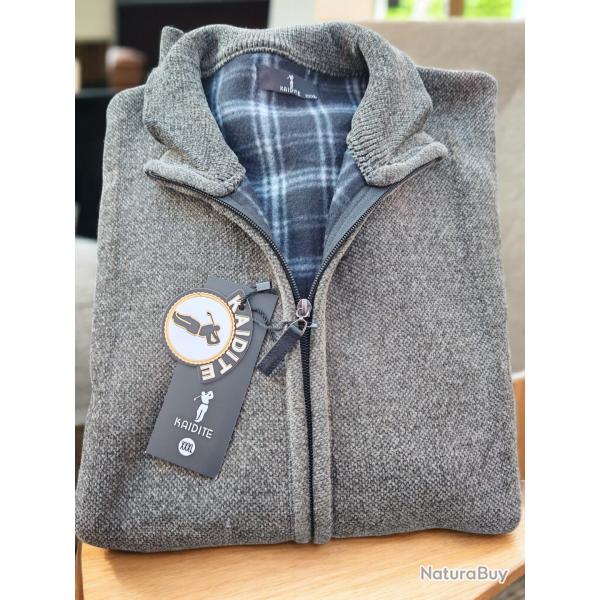 Gilet homme camionneur doubl� polaire kaki confort et chaleur garantie