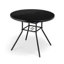 Table de jardin ronde 86 x 71 cm avec trou pour parasol &eacute;conomique moderne en m&eacute;tal noir 20_0013996
