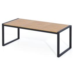 Table de jardin 200 x 90 x 75 cm pour 8 personnes design ergonomique avec trou de parasol en bois d