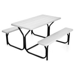 Table de jardin avec bancs pour 4 &agrave; 6 personnes 137 x 150 x 71 cm usage ext&eacute;rieur et entretien faci
