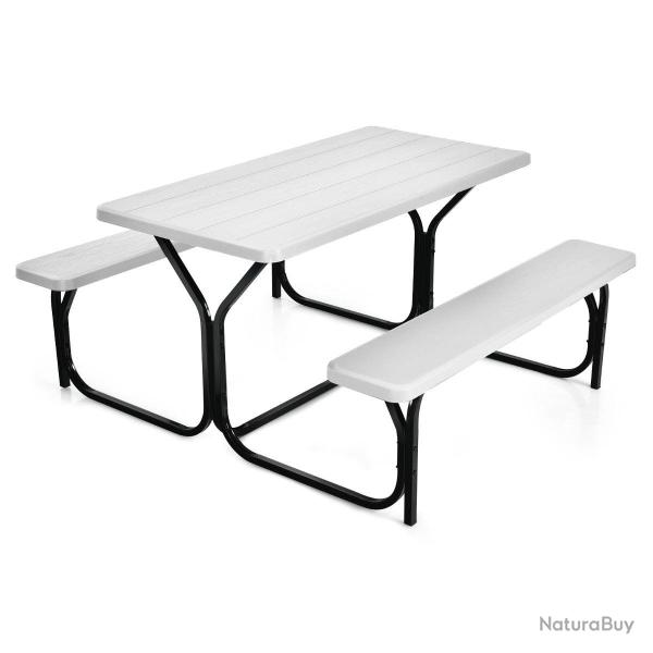 Table de jardin avec bancs pour 4 � 6 personnes 137 x 150 x 71 cm usage ext�rieur et entretien faci