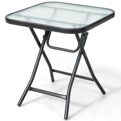 Table de jardin pliante 46,5 x 46,5 x 42 cm pour int&eacute;rieur ext&eacute;rieur stable et pratique style &eacute;pur&eacute;
