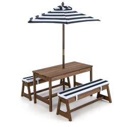 Table et 2 bancs de jardin pour enfants 89 x 44 x 50 cm confort assise ergonomique ambiance cosy en