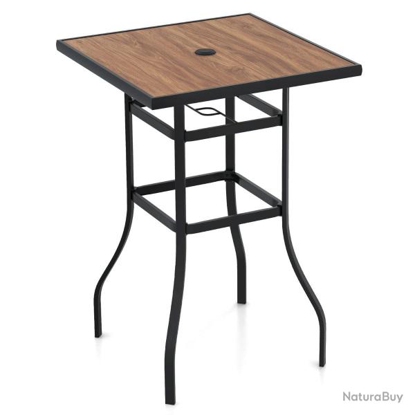 Table de bar carr�e de jardin 70 x 70 x 102 cm avec trou pour parasol robuste style contemporain en
