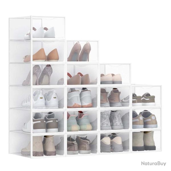 Bo�tes � chaussures organisateurs en plastique avec porte lot de 12 empilables montage facile 332 x