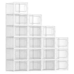 Bo&icirc;tes &agrave; chaussures lot de 18 rangement chaussures pliable pour pointure jusqu'&agrave; 44 transparent et