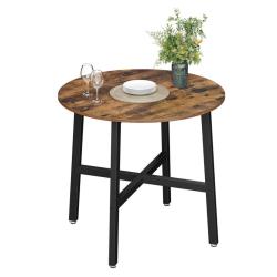 Table &agrave; manger table de cuisine ronde pour salon bureau 80 x 75 cm style industriel marron 12_00074