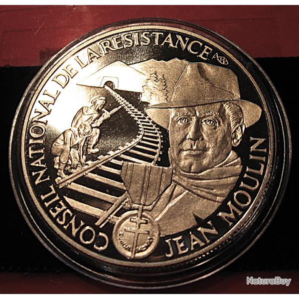 M�daille " Jean Moulin" sous capsule  TTB  diametre 40 mm