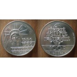 France 100 Francs 1986 Piece Commemo Argent Statue de la Libert&eacute;