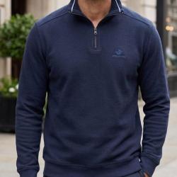 WINCHESTER POCO1 Sweat col montant zipp&eacute; bleu marine confort et &eacute;l&eacute;gance