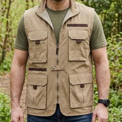 WINCHESTER WE1286 Gilet sans manches marron respirabilit&eacute; en pur coton et praticit&eacute; outdoor