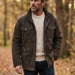 Parka Saharienne Winchester Marron &agrave; Carreaux - Doubl&eacute;e & Multi-poches L