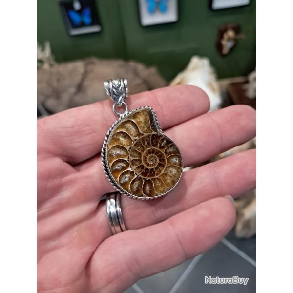 Pendentif ammonite ; argent 925