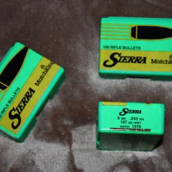 Ogives 6mm Sierra matchking 107gr hpbt boite 100