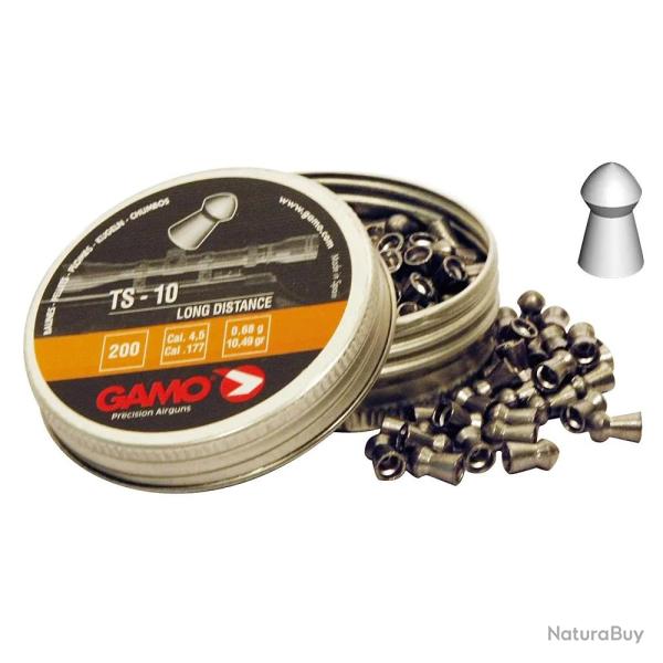 Boite de 200 Plombs TS10 t�te pointue corps lisse cal 4,5mm L'unit�