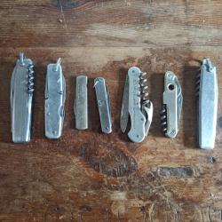 Lot de 7 couteaux pliants en acier dont certains publicitaires La Rochelle