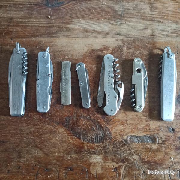 Lot de 7 couteaux pliants en acier dont certains publicitaires La Rochelle