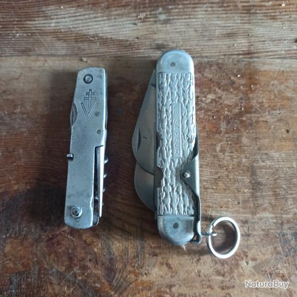 couteau pliant en acier marqu� LE SAPEUR lame PRADEL + un petit France Libre donn� avec