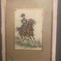 dessin par R. Philips    Officier des chasseurs &agrave; cheval