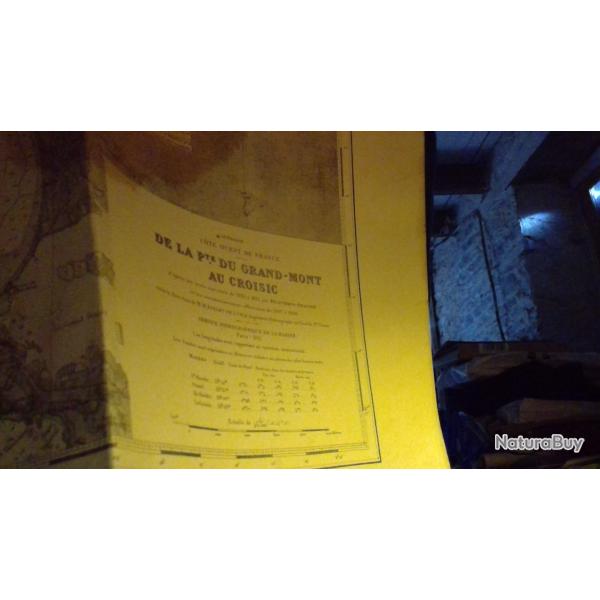 Carte marine de la pointe du grand mont au croisic mauvais etat