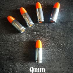 Lot de 5 cartouches de manipulation 9mm Parabellum ou 9x19
