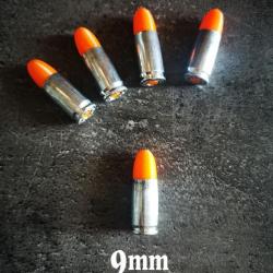 Lot de 5 cartouches de manipulation 9mm Parabellum ou 9x19