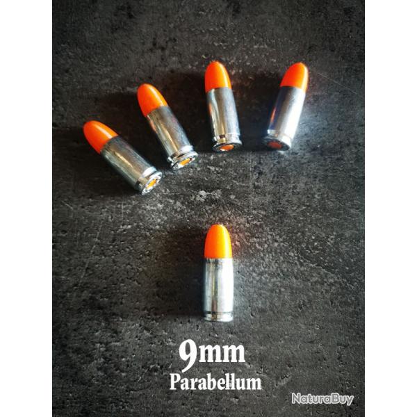 Lot de 5 cartouches de manipulation 9mm Parabellum ou 9x19