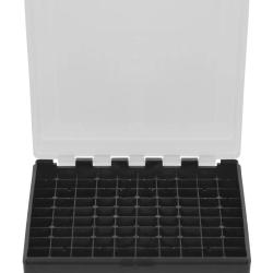 BOITE DE RANGEMENT NOIRE COUVERCLE TRANSPARENT 100 MUNITIONS CAL 22LR - 25 ACP