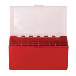 BOITE DE RANGEMENT ROUGE COUVERCLE TRANSPARENT 50 MUNITIONS CAL 30-06