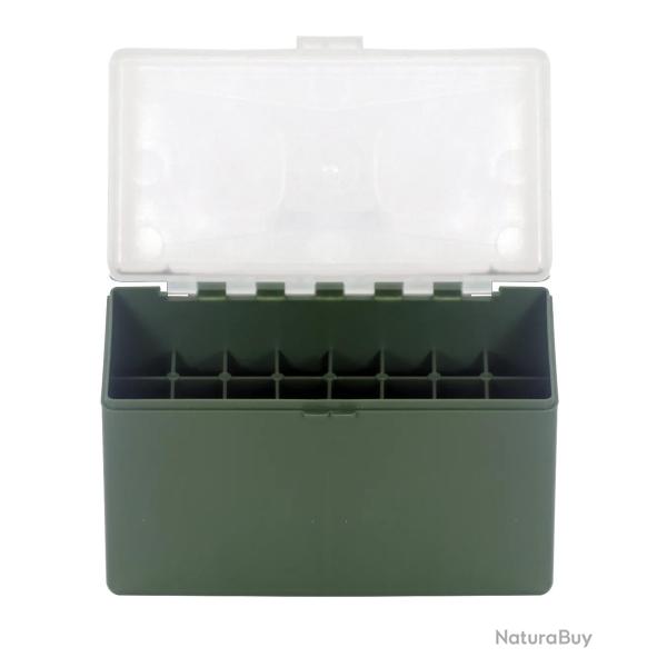 BOITE DE RANGEMENT VERTE COUVERCLE TRANSPARENT 32 MUNITIONS CAL 338L