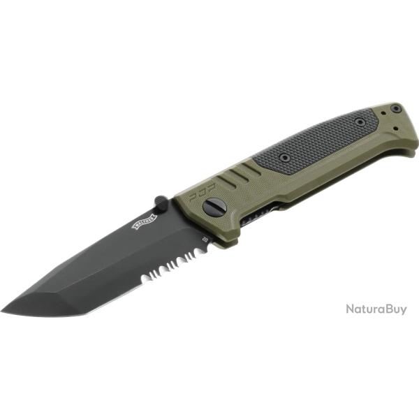 COUTEAU PLIANT WALTHER PDP TANTO FOLDER OD GREEN - PARTIELLEMENT CRANTEE