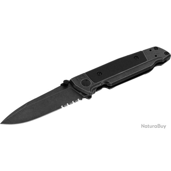 COUTEAU PLIANT WALTHER Q5 STEEL FRAME FOLDER BLACKWASH SERRATED