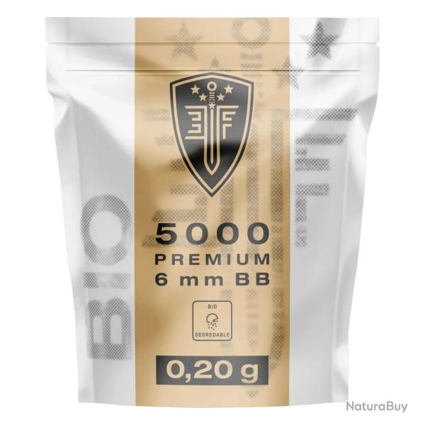BILLES BBS 6MM ELITE FORCE BIO BLANCHE 0.20G SACHET X5000