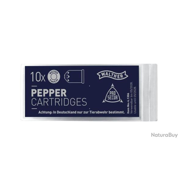 CART 9 MM R GAZ PEPPER WALTHER X10