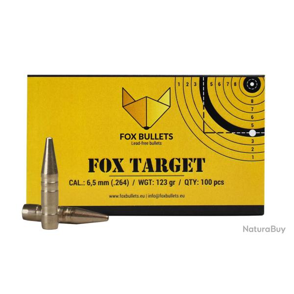 OGIVES SANS PLOMB FOX TARGET 6,5MM (.264) 123GR - 100PIECES