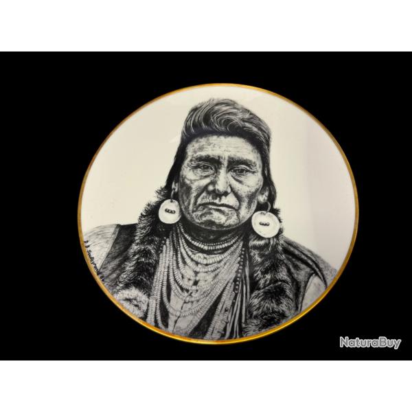 assiettes porcelaine de collection s�rie g�n�ral custer. set de 6 assiettes.