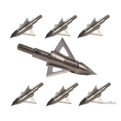 6 Pointes De Chasse 100 Grains 3 Lames – Têtes De Flèche Aluminium – Pour Arc à Poulies & Arbalète – Avec Étui